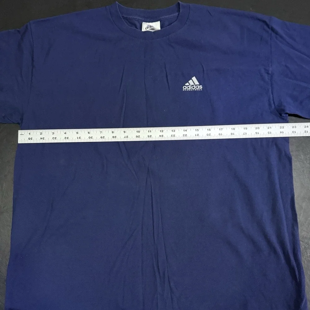 Vintage Adidas Basketball 90s T-shirt‎ Navy Blue Size XL Cotton Made In USA